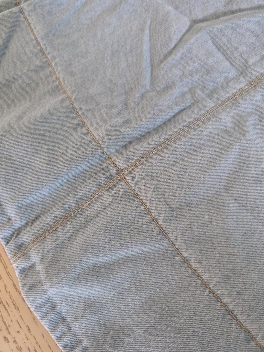 Light Wash Denim Swing Mini Dress with Contrast Stitching Medium - Picture 8 of 8